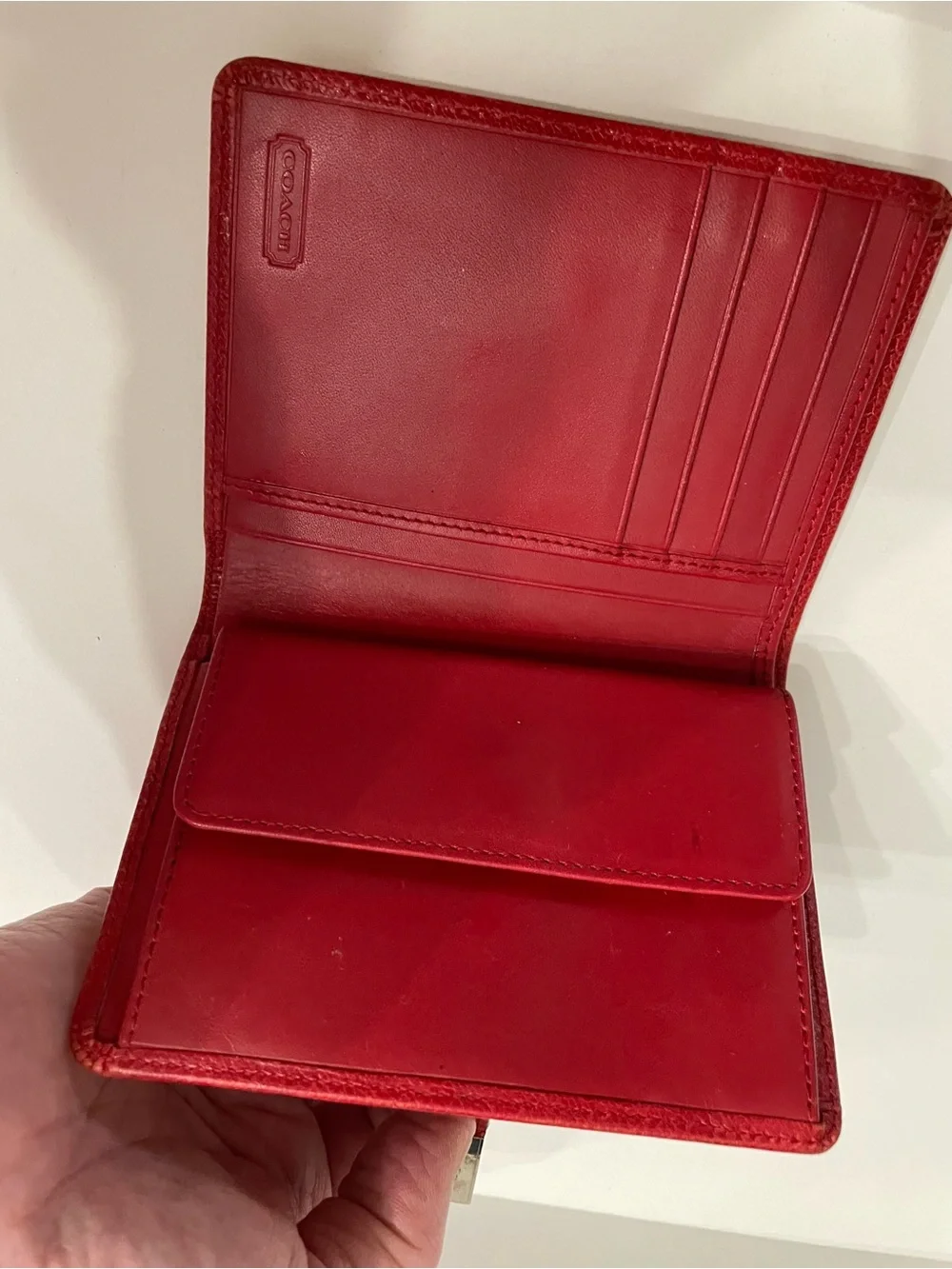 Coach vintage y2k Red Leather Compact Wallet euc comps $175 and up clean